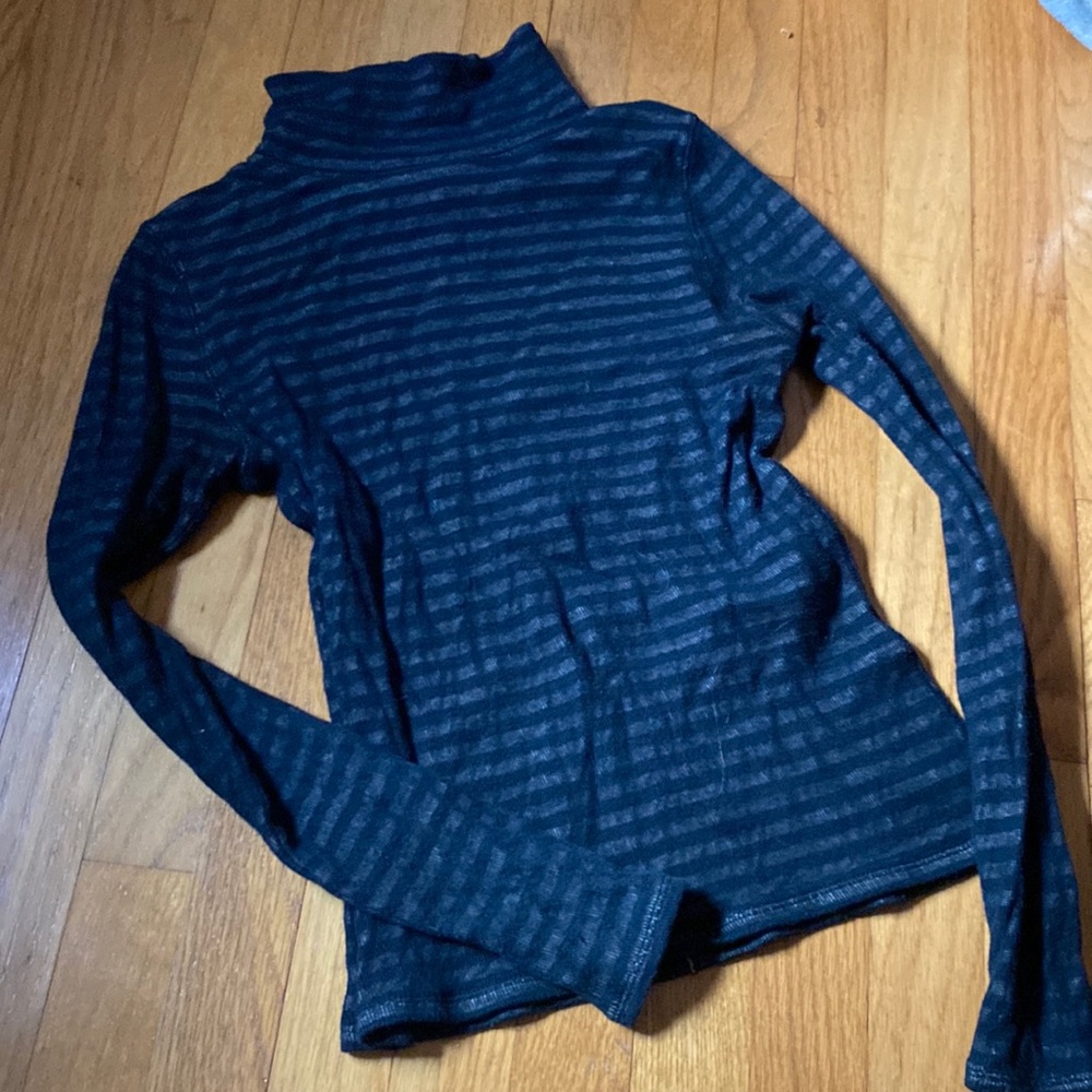 rag & bone Navy Blue Striped Turtleneck